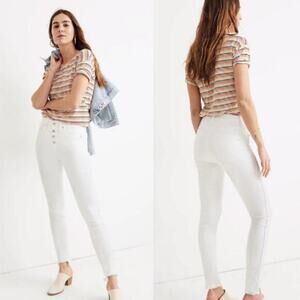 New MADEWELL Mid Rise Skinny Button White Raw Hem Jeans | 27